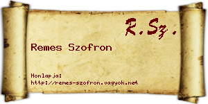 Remes Szofron névjegykártya